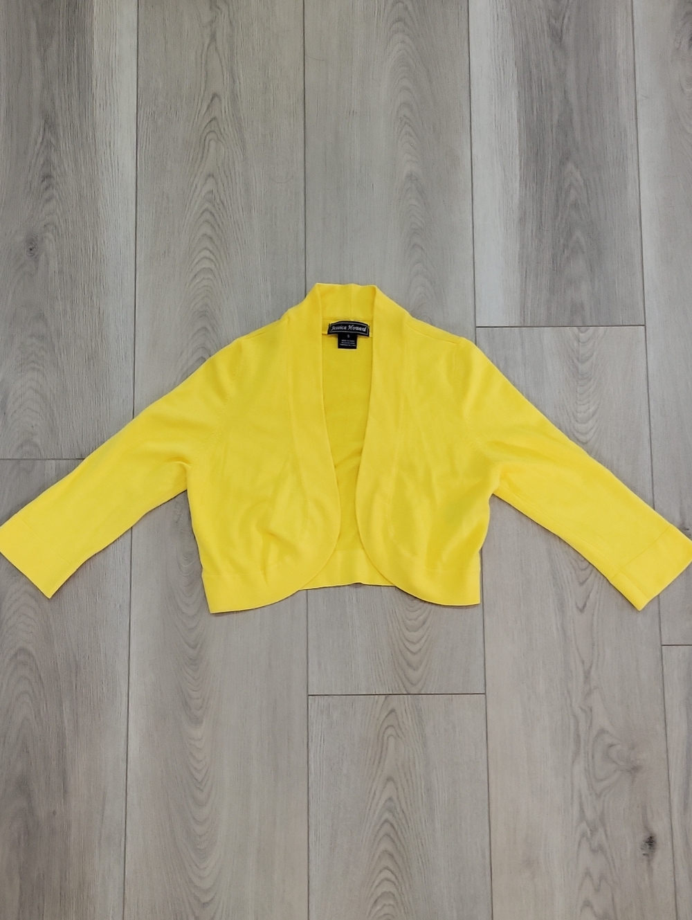 Jessica Howard Bright Yellow Cropped Open-Front Cardigan